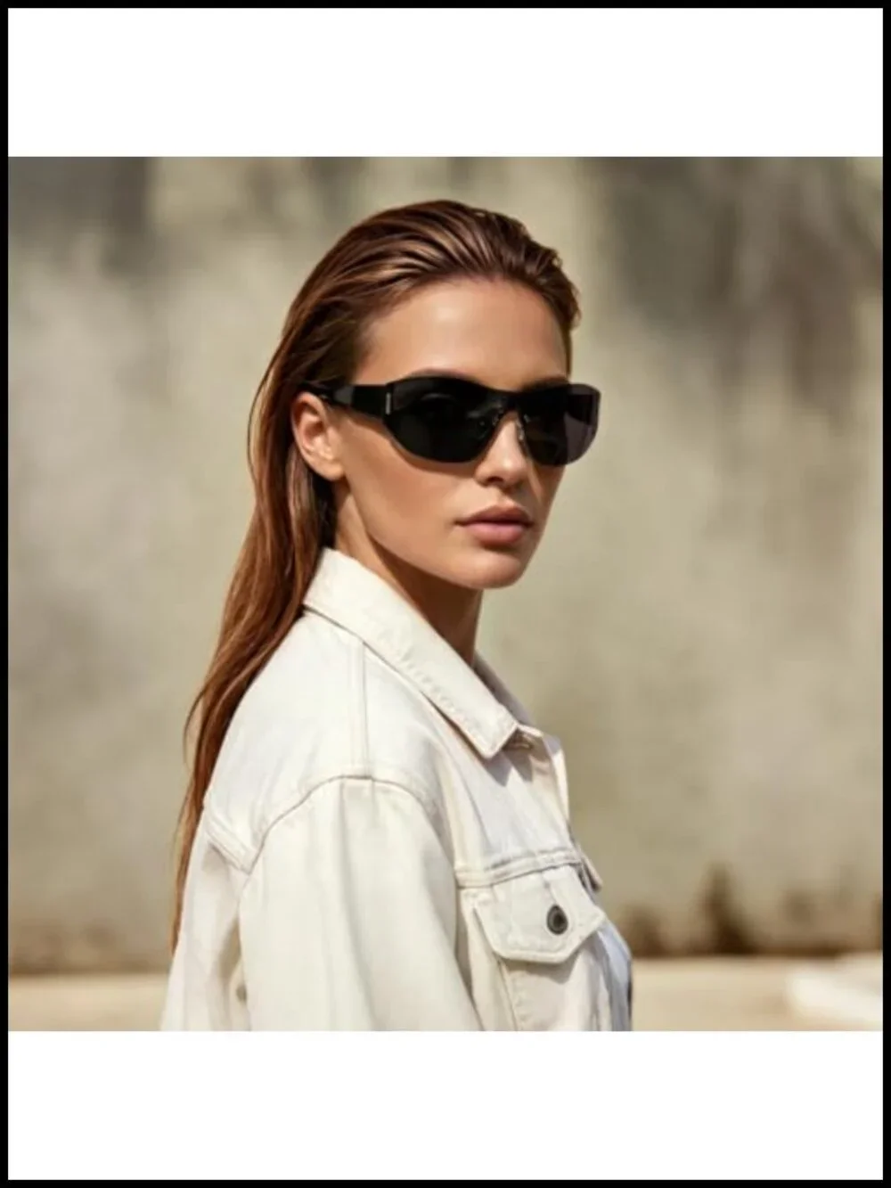 Y2K Rimless Shield Sunglasses Women Wrap Around Futuristic Cyberpunk Streetwear